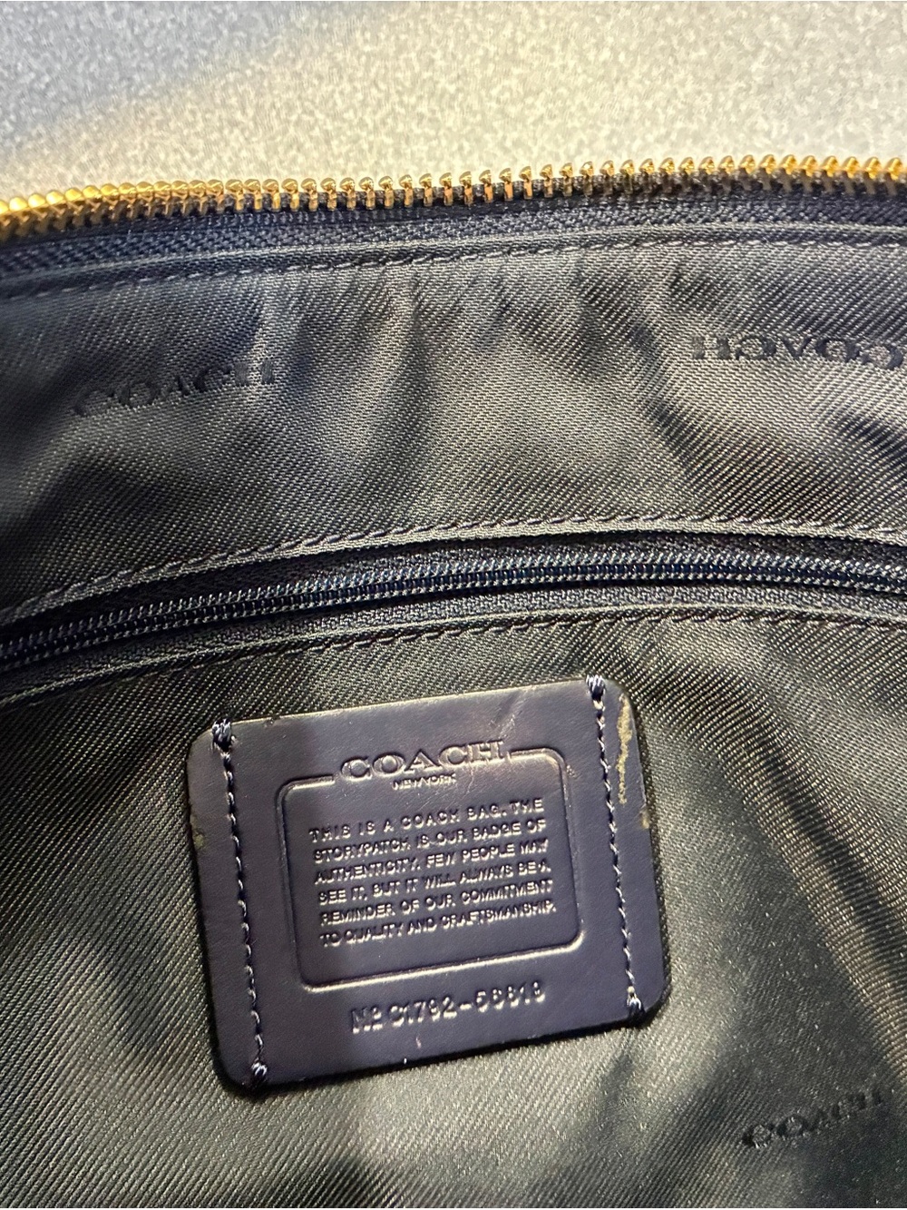 Coach NAVY BLUE Pebbled Leather Shoulder Bag with Gold Hardware Accent - Picture 6 of 11